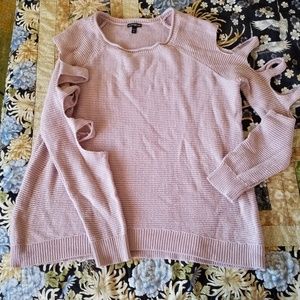 Express pink cut out sleeve sweater